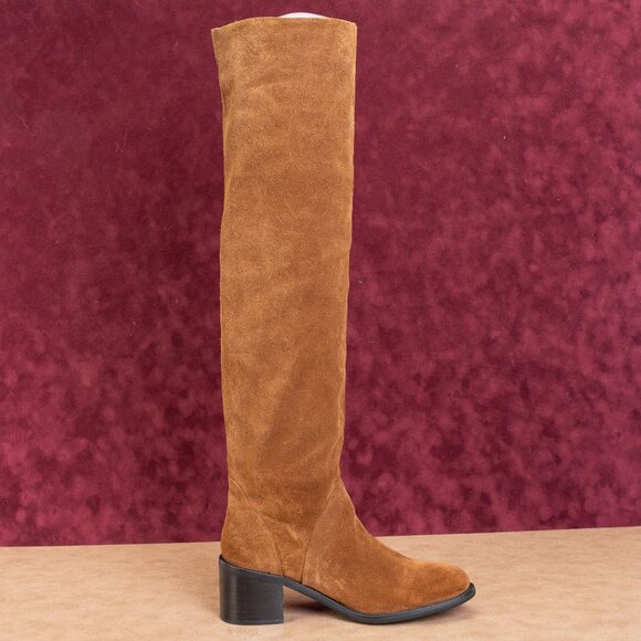 Jeffrey Campbell Women Brown Suede Boho Slouch Cottage OTK Boots sz 8.5 - Picture 4 of 7